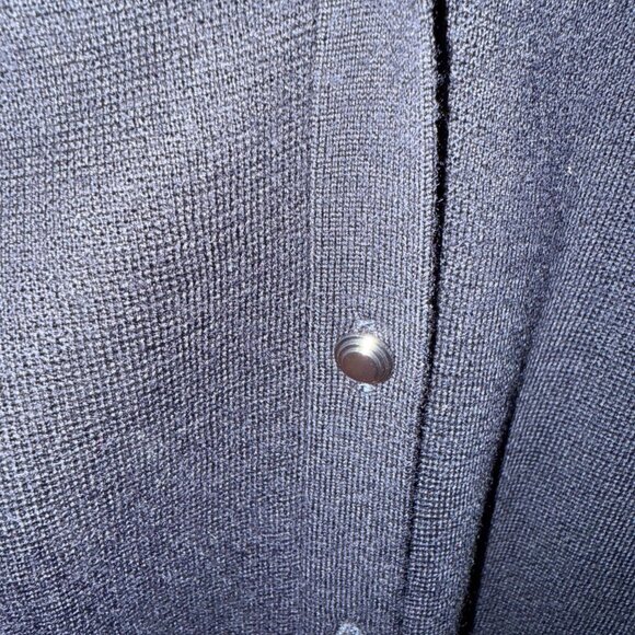 Tory Burch Merino Wool Cardigan, Navy with Velvet Lace Trim, XL - Picture 4 of 5